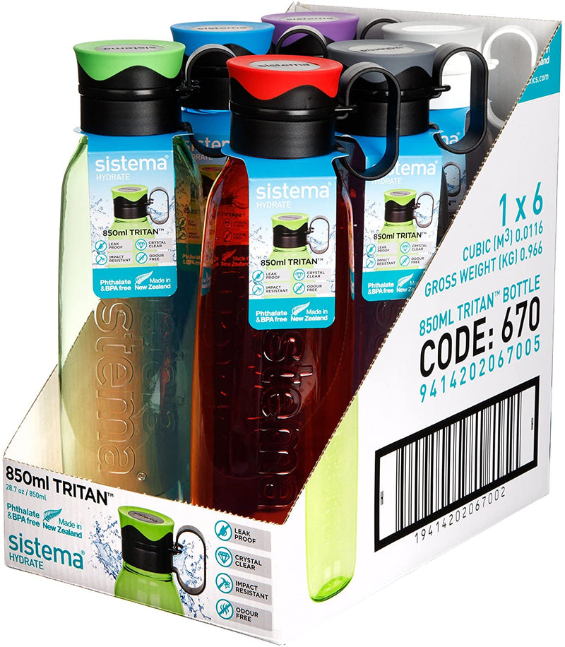 Sistema Traverse Tritan Bottle, Assorted Colours, 850 ml