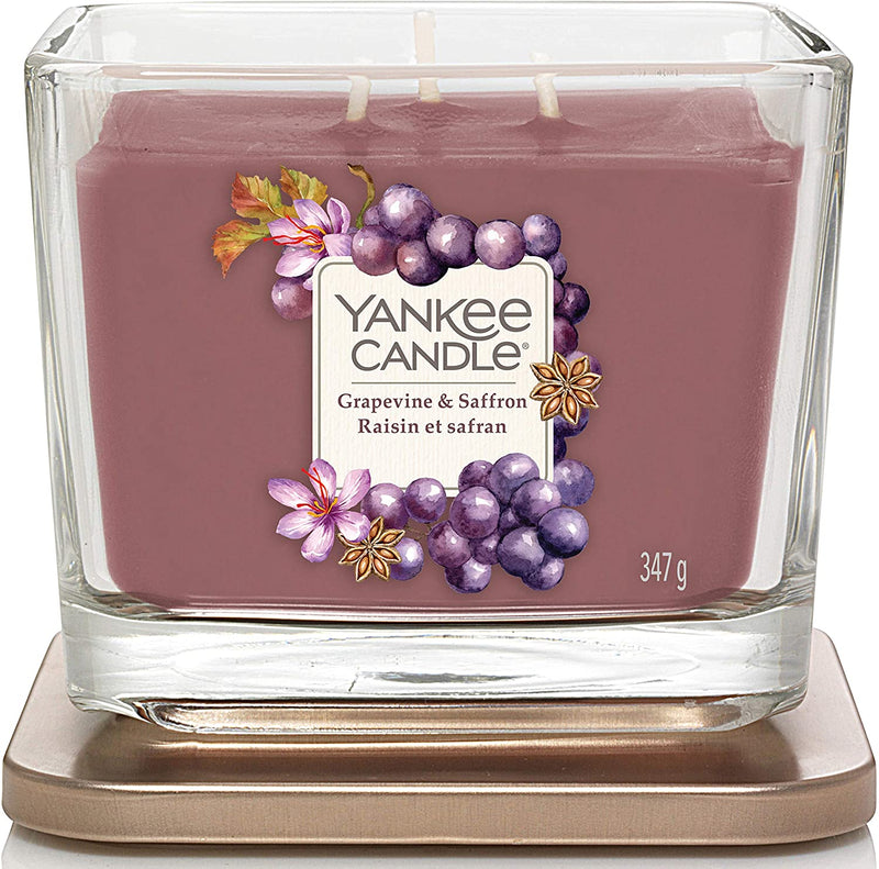 Yankee Candle Wick Square Scented Candle, Wax, Grapevine & Saffron, Medium