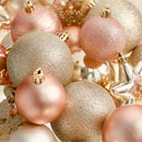 RN'D Christmas Snowflake Ball Ornaments - Christmas Hanging Snowflake and Ball Ornament Assortment Set with Hooks - 76 Ornaments and Hooks (Yellow & Rose Gold)