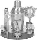 Homiu Deluxe Cocktail Stainless Steel Bar Gift 8 Piece Set with Elegant Table Stand