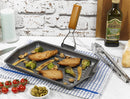 Homiu Griddle Pan Plate Carbon Steel Non-Stick Ridge Surfaces with Folding Handle for Stoves and Grills Large