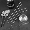 Homiu Stainless Steel Straws Forever Includes Cleaning Brush (Silver, 4 Bent + 4 Straight)