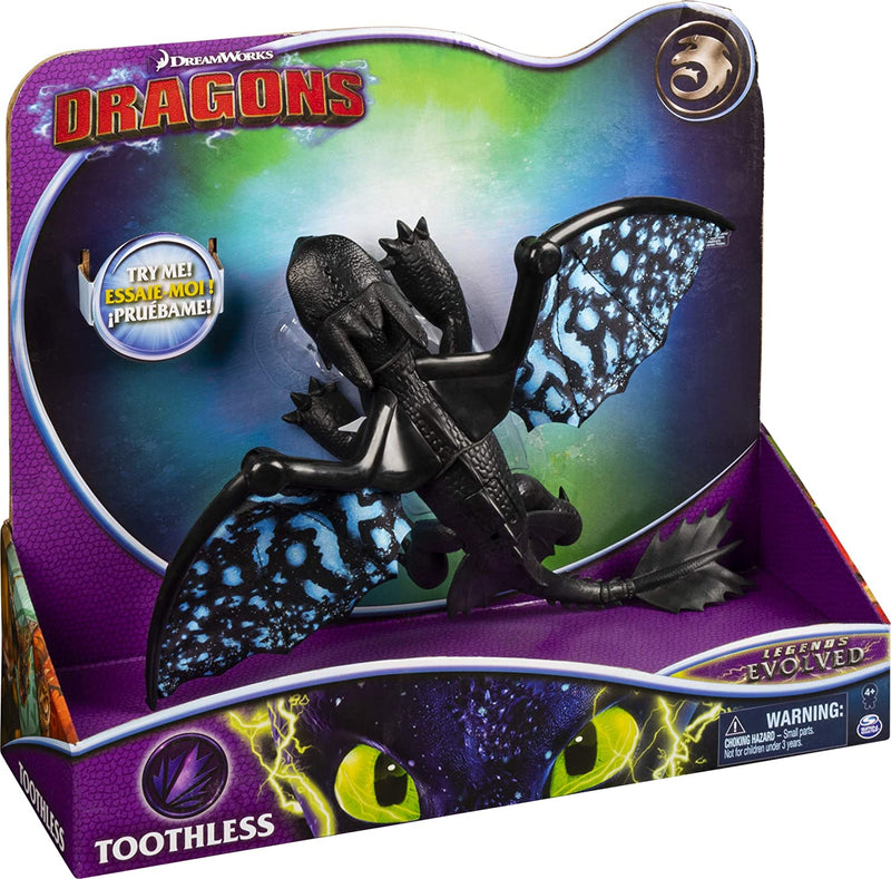 Dreamworks Dragons Toothless Deluxe Dragon with Lights and Attack Sounds, Pop-Open Wings for Kids Aged 4 and Up (Styles Vary)