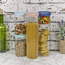 Homiu Airtight Glass Storage Jars with Silicon Lids 5 Pack, Ideal for Pasta Spice Coffee Tea and Dried Fruit