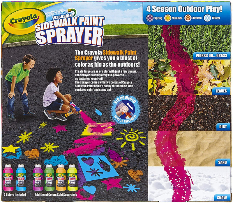 Crayola Washable Sidewalk Paint Sprayer Kit Outdoor Art Gift for Kids 6 & Up,  Outdoor Art, Washes Away Easily
