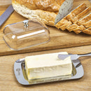 Homiu Stainless Steel Butter Dish with Lid Plastic Keeps Butter Fresh Lid Dish