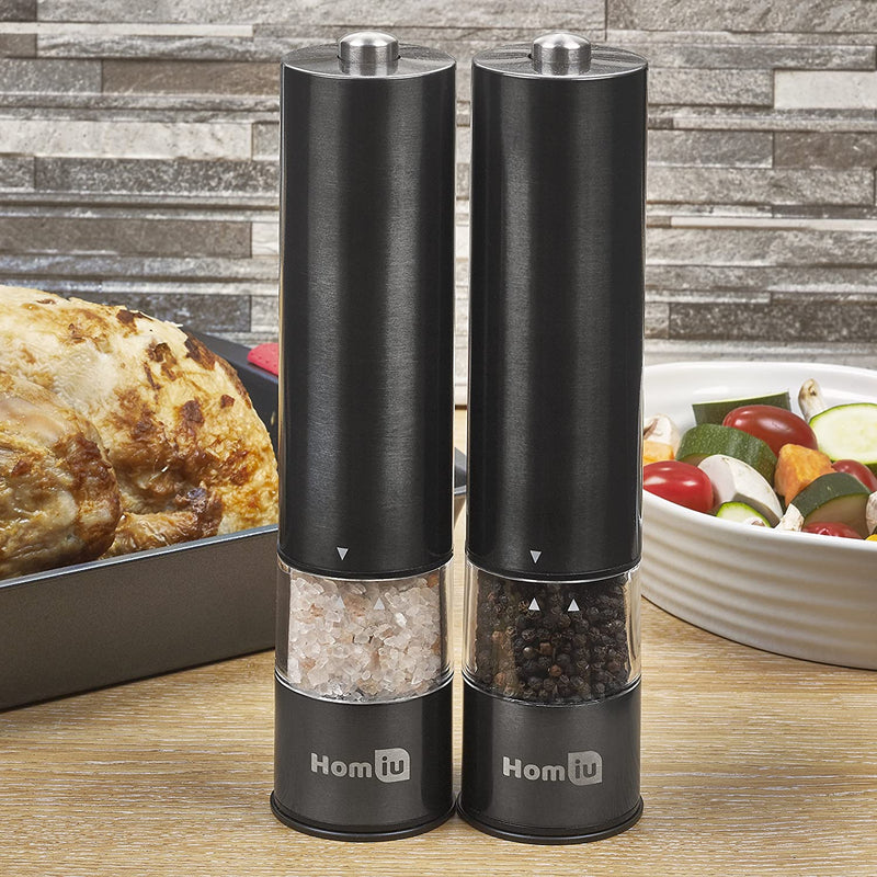 Homiu Salt and Pepper Mill One Touch Electronic Set