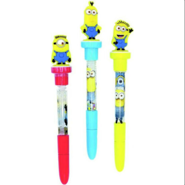 Minions 3 Pens 3 In 1 Pens Set Ballpoint Kids Fun Stationary Movie Rubber Green