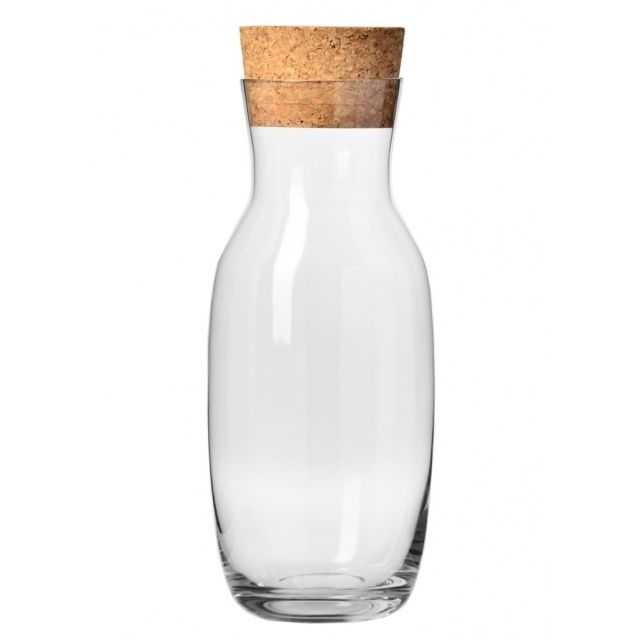 Krosno Water Carafe Decanter with Cork Lid | 1L | Pure Collection | Crystal Glass
