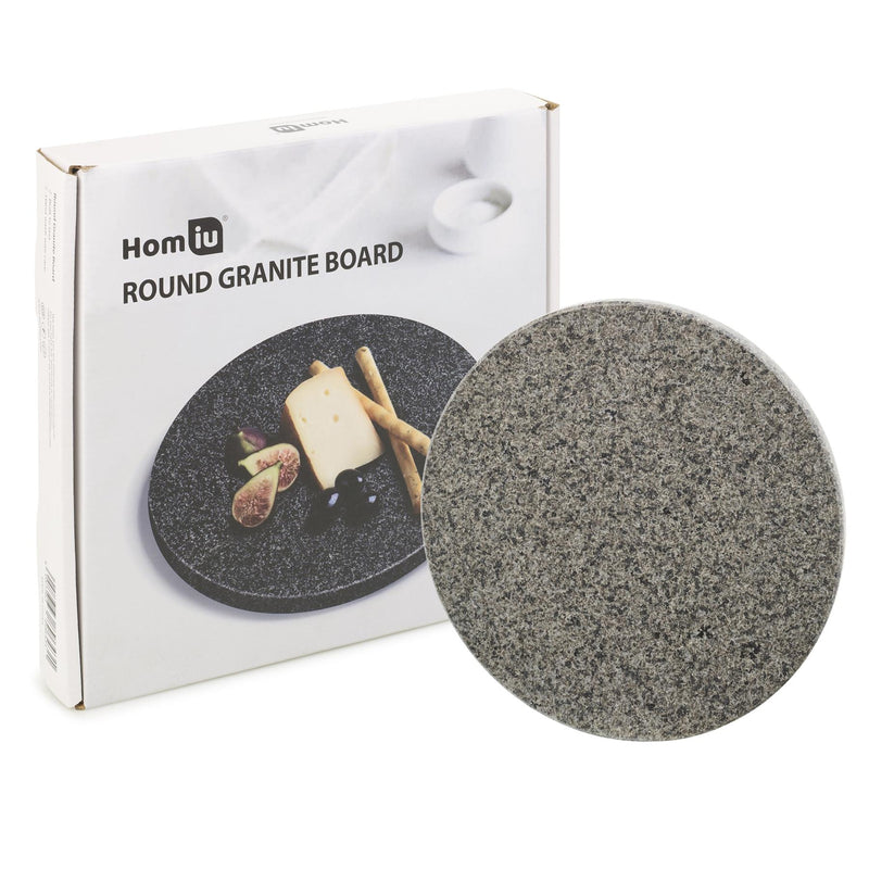 Homiu Granite Chopping Board Round 26 x 26 x 2.5 Centimetres Easy Clean Hard-Wearing Speckle Finish Chop and Dishwasher Safe