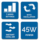 Homiu 29" Portable Tower Fan Timer Bladeless 45W 3 Speed Cooling Home Cooling