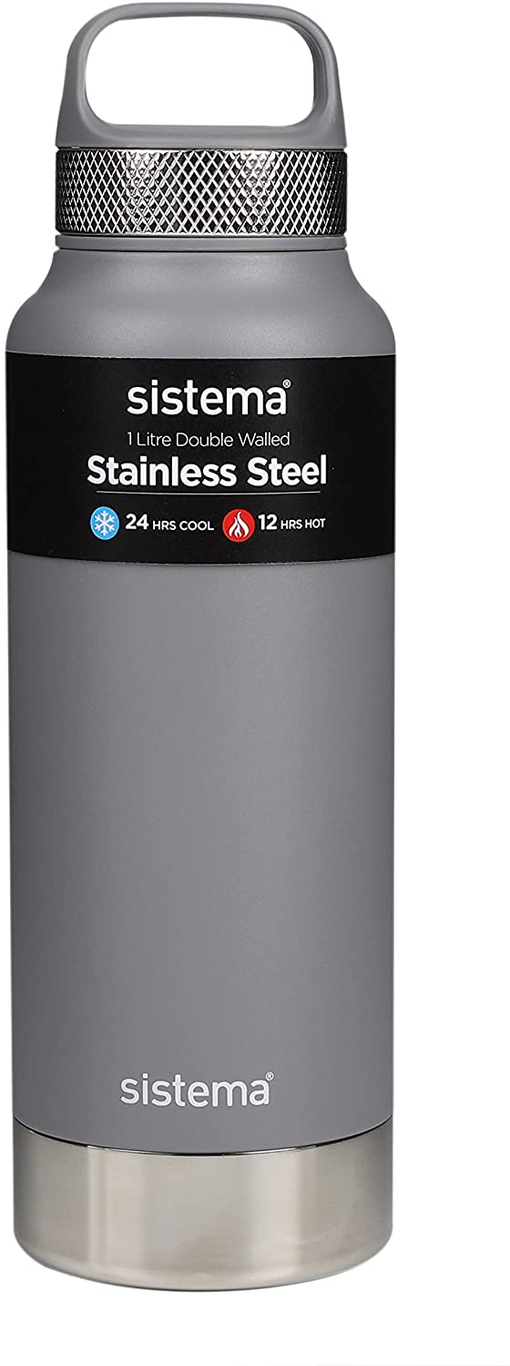 Sistema 1 Litre Stainless Steel Bottle Grey