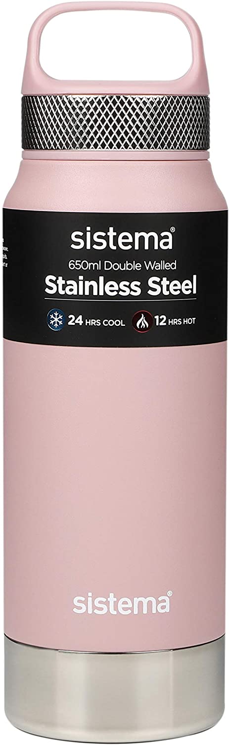 Sistema 650 ml Stainless Steel Bottle Pink