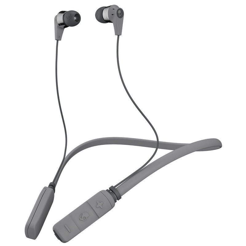 Skullcandy Ink'd Bluetooth Wireless Earbuds with Microphone, Noise Isolating Supreme Sound, 8-Hour Rechargeable Battery, Lightweight with Flexible Collar, Street/Gray/Chrome