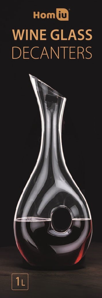 Homiu Wine Decanter 1L Modern Contemporary Design with Hole Aerator Carafe