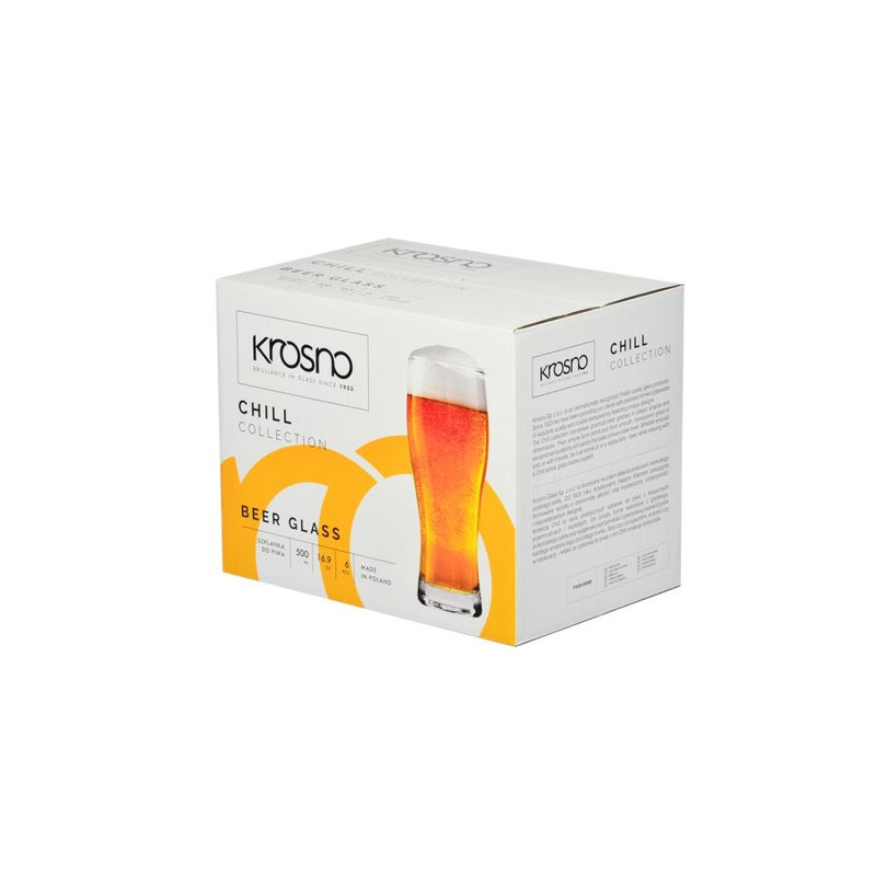 KROSNO Lange Bier Glazen | Set van 6 | 500 ml | Chill Collectie KROSNO Lange Bier Glazen | Set van 6 | 500 ml | Chill Collectie