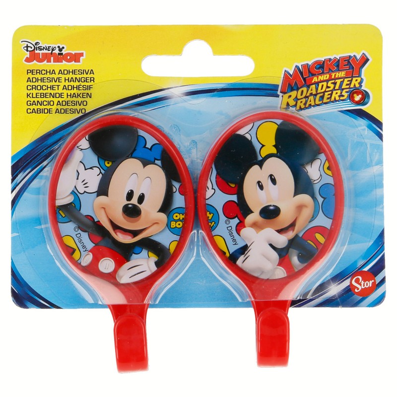 Stor Disney Mickey Set of 2 Small Oval Plastic Adhesive Hangers, Kids