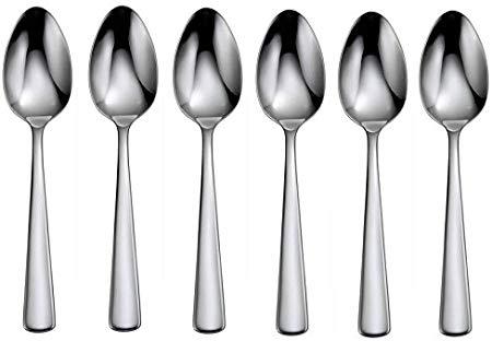 Oneida Aptitude, Dinner Spoons, Set of 6 Flatware-Soup-Spoons, Stainless Steel, Silver