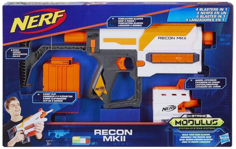Nerf Modulus Recon MKII Blaster Gun Customisable 4 in 1 Blaster - Outdoor Play