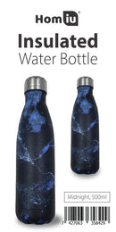 Homiu Water Bottle Print Design Insulated Double Walled Hot or Cold Stainless Steel Vacuum Flask Reusable (Midnight 500ml)