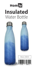 Homiu Water Bottle Print Design Insulated Double Walled Hot or Cold Stainless Steel Vacuum Flask Reusable 500 Millilitres (Wave)