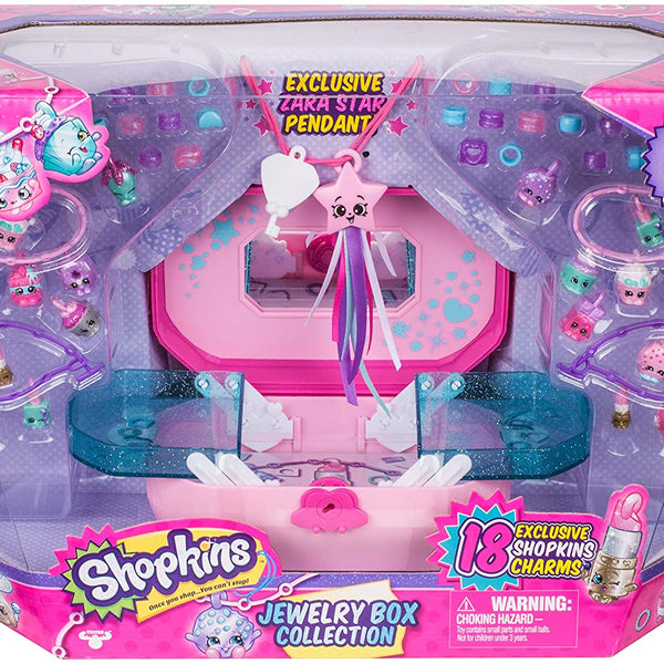 Shopkins Pink Jewellery Box Collection Girls Bracelet 18 Charms Set