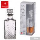 Bormioli 1 Litre Cut Glass Square Glass Decanter Whisky Decanter