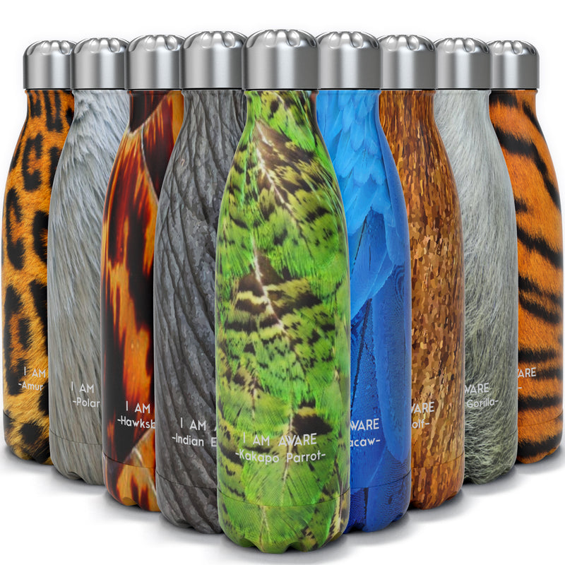 Tadge Goods Water Bottle, Insulated Stainless Steel, Endangered Species Edition