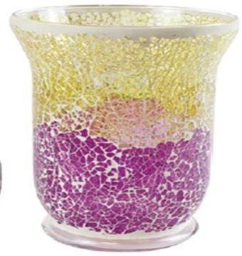 Yankee Candle Purple and Gold Crackle Mosaic Jar Holder