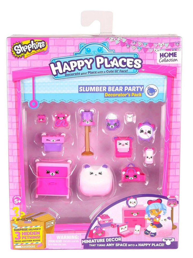 Shopkins 56392 Happy Places Season 1W2 Decorator Pack Slumber Bear Party, Multi-Colored