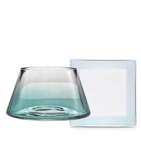 Yankee Candle Savoy Lampshade and Plate, Glass, Blue, Small