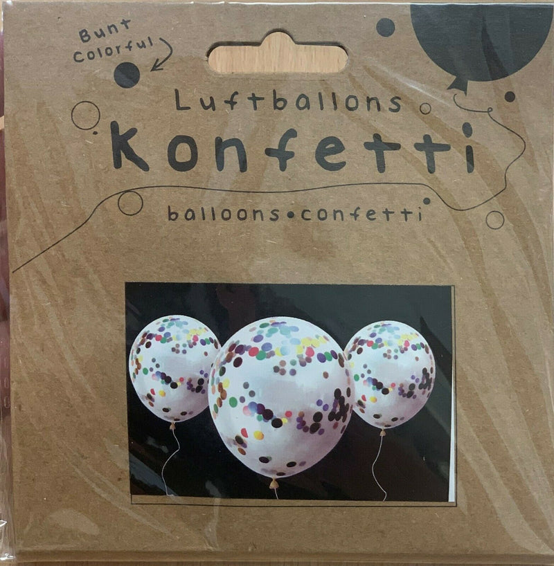10 x Confetti Balloon 3-Pack Stick Colourful / Silver / Gold Set Birthday Wedding Konfetti Gift