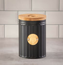 Homiu 3 Set Coffee Tea Sugar Canister Bamboo Lid Food Storage Gold Black Premium