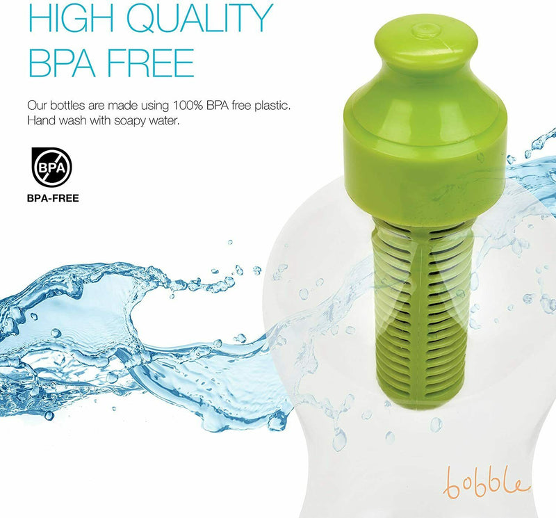 Bobble Classic Filtered Water Bottle 18.5 oz 550ml Travel USA Flask BPA Free