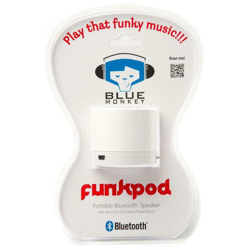 Blue Monkey White Funkpod Rechargeable Portable Wireless Bluetooth Speaker