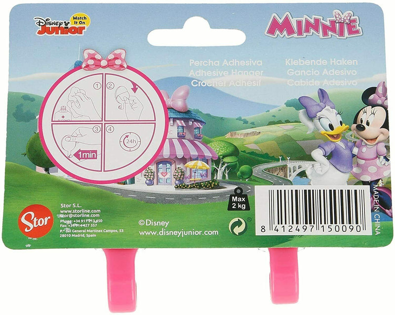 Stor Disney Minnie Set of 2 Square Plastic Adhesive Hanger, Children's