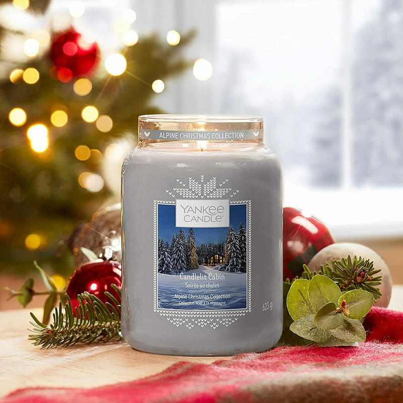 Yankee Candle Large Jar Scented Candle, Candlelit Cabin, Alpine Christmas Collection, Up to 150 Hours Burn Time