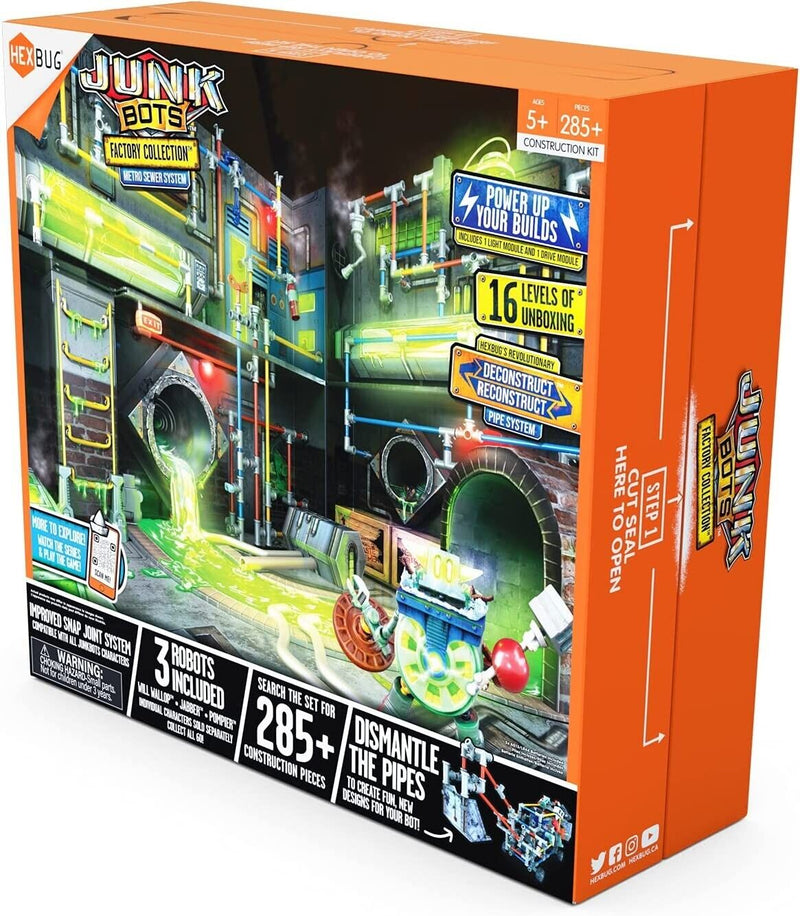 Hexbug Junkbots Large Factory Metro Sewer System Playset 285 Piece Action Figure