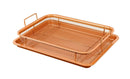 Homiu Rectangle Crisper And Tray Set Non Stick Copper Effect Food Air Fry Chips