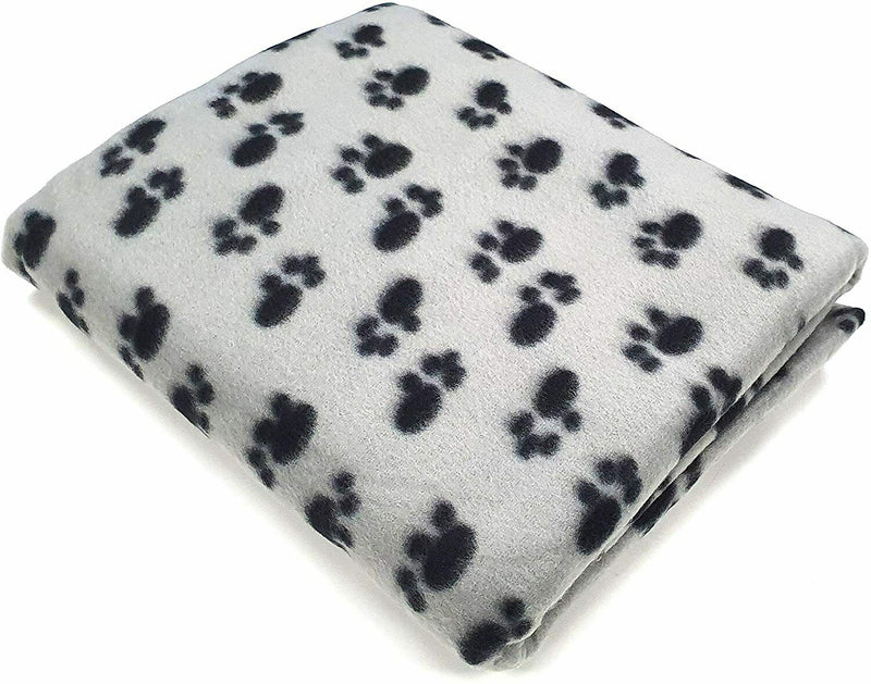 Battersea Pet Blanket, Soft Fleece, Jumbo Pet Blankets with Paw Design Grey Black