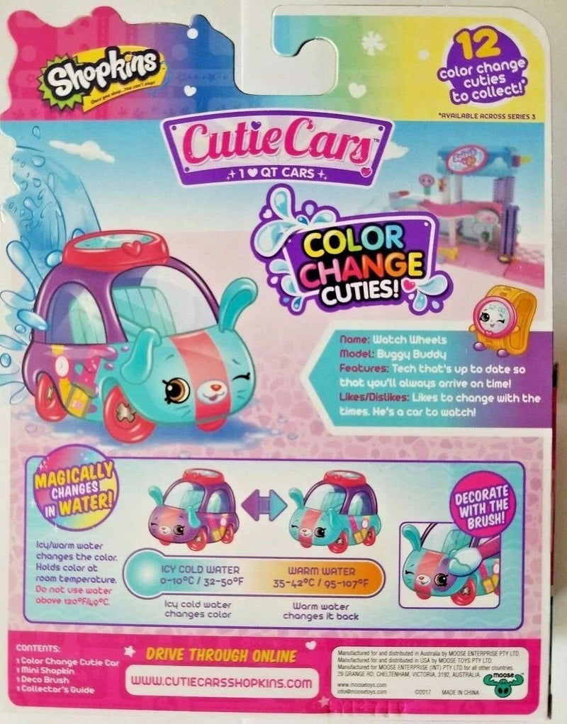 Shopkins Cutie Cars QT3-C12 Watch Wheels Colour Change Cuties, Toy Car Vehicles