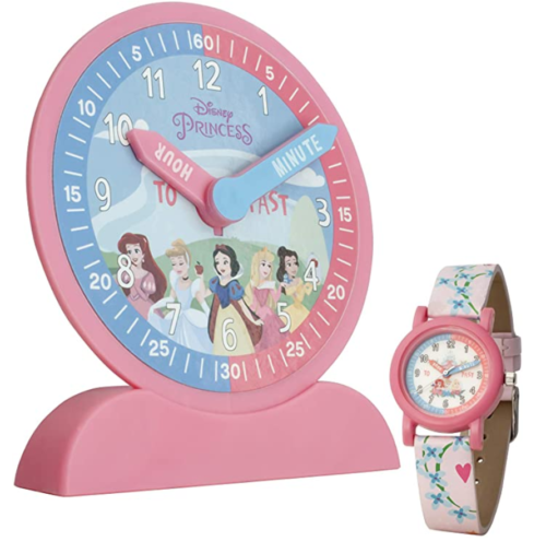 Bulbbotz Disney Princess Time Teacher Demonstration Clock and Analogue Watch Set