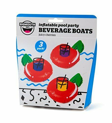 3 Pk Cherries Bigmouth Inc Inflatable Swimming Pool Party Drinks Holder Boats