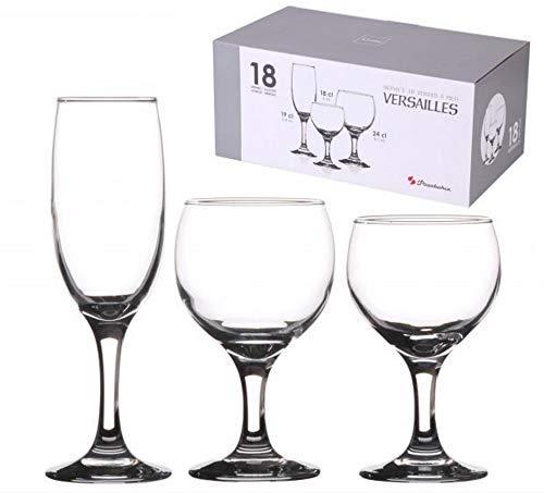 Pasabache 18 Piece Drinking Glassware Set Footed Wine Glass Set Red, White & Champagne Glasses Set