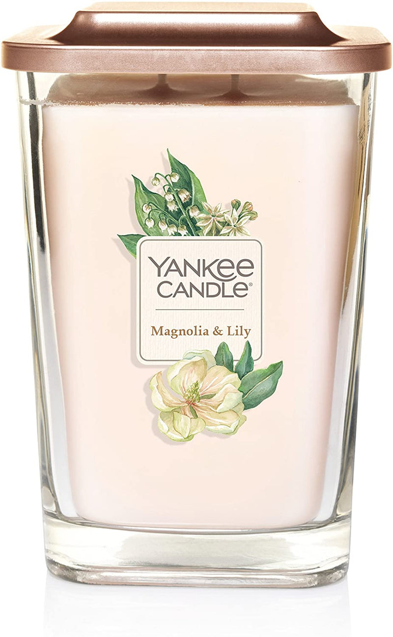 Yankee Candle Elevation Collection with Platform Lid Magnolia & Lily Scented Candle, Large 2-Wick