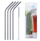 Homiu Stainless Steel Drinking Straws Set of 4 with Cleaning Brush Reusable Washable