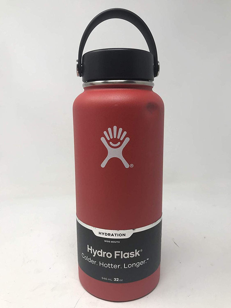Hydro Flask Mouth 32 oz. Wide Water Bottle, Stainless Steel, Lava