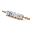 Homiu Marble Rolling Pin for Baking with Wooden Stand, Easy Clean, Hard-Wearing Speckle Finish, Non-Stick White